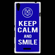 Coque Sony Xperia T3 Keep Calm Smile Bleu