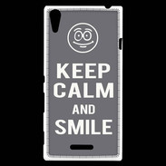 Coque Sony Xperia T3 Keep Calm Smile Gris