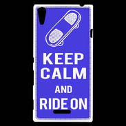 Coque Sony Xperia T3 Keep Calm Ride on Bleu