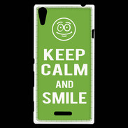 Coque Sony Xperia T3 Keep Calm Smile Vert