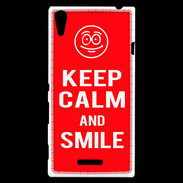 Coque Sony Xperia T3 Keep Calm Smile Rouge