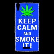 Coque Sony Xperia T3 Keep Calm Smoke it Bleu
