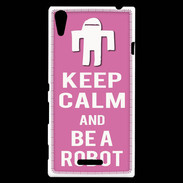 Coque Sony Xperia T3 Keep Calm Be a Robot Rose