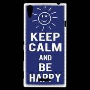 Coque Sony Xperia T3 Keep Calm Be Happy Bleu