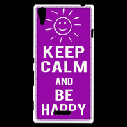 Coque Sony Xperia T3 Keep Calm Be Happy Violet