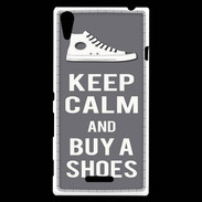 Coque Sony Xperia T3 Keep Calm Buy Shoes Gris