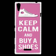 Coque Sony Xperia T3 Keep Calm Buy Shoes Rose