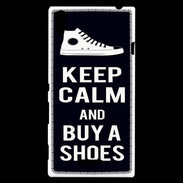 Coque Sony Xperia T3 Keep Calm Buy Shoes Noir
