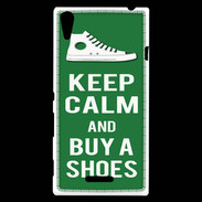Coque Sony Xperia T3 Keep Calm Buy Shoes Vert