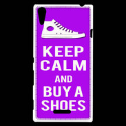 Coque Sony Xperia T3 Keep Calm Buy Shoes Violet
