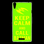 Coque Sony Xperia T3 Keep Calm Call Batman Vert pomme