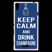 Coque Sony Xperia T3 Keep Calm Drink Champagne Bleu