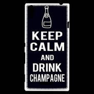 Coque Sony Xperia T3 Keep Calm Drink champagne Noir