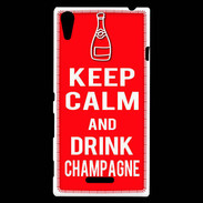 Coque Sony Xperia T3 Keep Calm Drink champagne Rouge