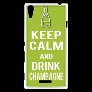 Coque Sony Xperia T3 Keep Calm Drink champagne Vert pomme