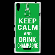 Coque Sony Xperia T3 Keep Calm Drink champagne Vert
