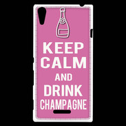Coque Sony Xperia T3 Keep Calm Drink champagne Rose