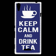 Coque Sony Xperia T3 Keep Calm Drink Tea Bleu