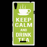 Coque Sony Xperia T3 Keep Calm Drink Tea Vert pomme