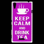 Coque Sony Xperia T3 Keep Calm Drink Tea Violet