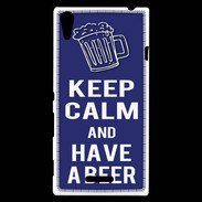 Coque Sony Xperia T3 Keep Calm Have a beer Bleu