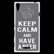 Coque Sony Xperia T3 Keep Calm Have a beer Gris