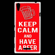 Coque Sony Xperia T3 Keep Calm Have a beer Rouge