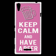 Coque Sony Xperia T3 Keep Calm Have a beer Rose