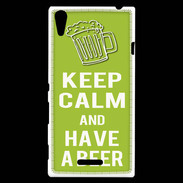 Coque Sony Xperia T3 Keep Calm Have a beer Vert pomme