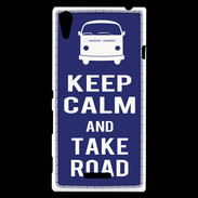 Coque Sony Xperia T3 Keep Calm Take road Bleu