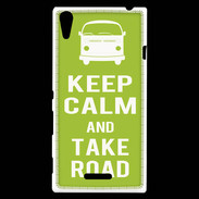 Coque Sony Xperia T3 Keep Calm Take road Vert pomme