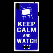 Coque Sony Xperia T3 Keep Calm Watch TV Bleu
