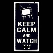 Coque Sony Xperia T3 Keep Calm Watch TV Noir