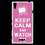 Coque Sony Xperia T3 Keep Calm Watch TV Rose