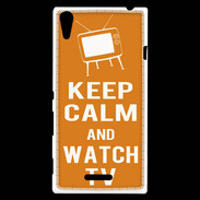 Coque Sony Xperia T3 Keep Calm Watch TV Orange