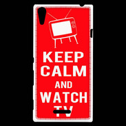 Coque Sony Xperia T3 Keep Calm Watch TV Rouge