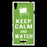 Coque Sony Xperia T3 Keep Calm Watch TV Vert