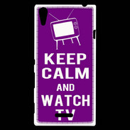 Coque Sony Xperia T3 Keep Calm Watch TV Violet