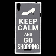 Coque Sony Xperia T3 Keep Calm go shopping Gris