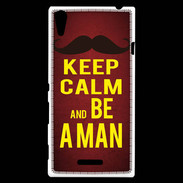 Coque Sony Xperia T3 Keep Calm Be a Man Rouge