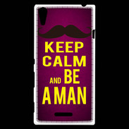 Coque Sony Xperia T3 Keep Calm Be a Man Rose
