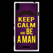 Coque Sony Xperia T3 Keep Calm Be a Man Violet
