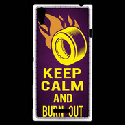 Coque Sony Xperia T3 Keep Calm and Burn Out violet