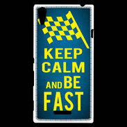 Coque Sony Xperia T3 Keep Calm and Be Fast Bleu
