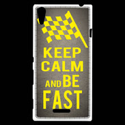 Coque Sony Xperia T3 Keep Calm and Be Fast Gris