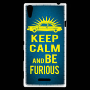 Coque Sony Xperia T3 Keep Calm and Be Furious Bleu