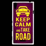 Coque Sony Xperia T3 Keep Calm and Take o road 2 Rose