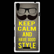 Coque Sony Xperia T3 Keep Calm and Have a good Style Gris
