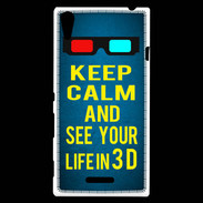 Coque Sony Xperia T3 Keep Calm and See your life 3D Bleu