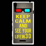 Coque Sony Xperia T3 Keep Calm and See your life 3D Gris